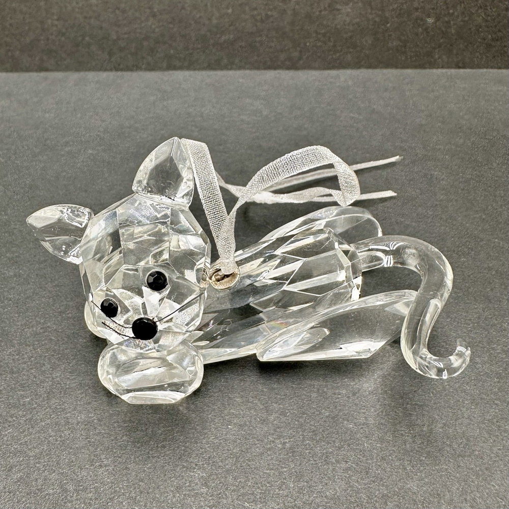 Dillards Trimmings Crystal Kitty Cat Ornament Hanging 3" x 1.5" Original Box